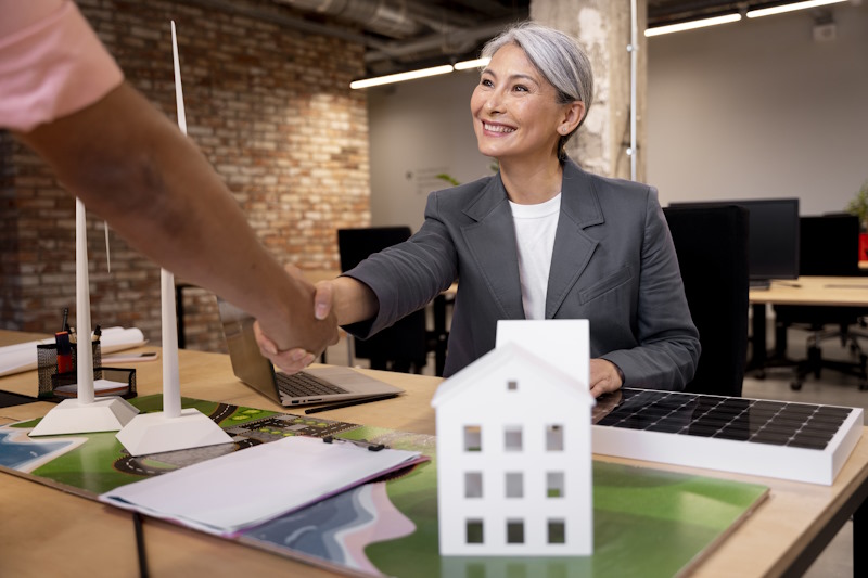 property manager shaking hand with tenant